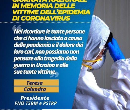 Federazione Nazionale Ordini TSRM e PSTRP: “Giornata nazionale in memoria delle vittime dell’epidemia di coronavirus”.