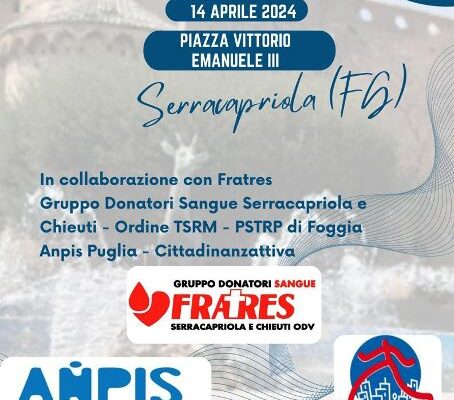 “Giornata della donazione e della prevenzione”. Serracapriola (Fg) – 14 Aprile 2024.