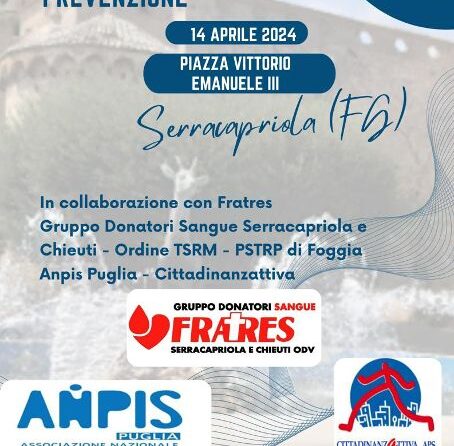 “Giornata della donazione e della prevenzione”. Serracapriola (Fg) – 14 Aprile 2024.